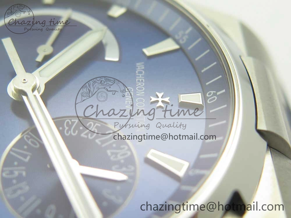 Attractive Overseas Dual Time Power Reserve TWA Best Edition Blue Dial on Blue Rubber Strap A 9947