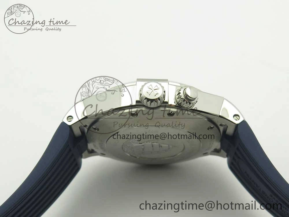Attractive Overseas Dual Time Power Reserve TWA Best Edition Blue Dial on Blue Rubber Strap A 9947