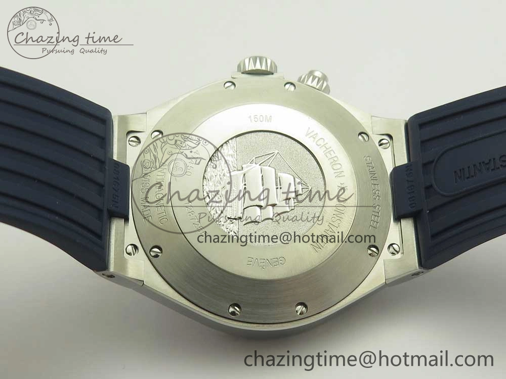 Attractive Overseas Dual Time Power Reserve TWA Best Edition Blue Dial on Blue Rubber Strap A 9947