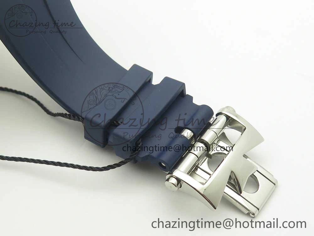 Attractive Overseas Dual Time Power Reserve TWA Best Edition Blue Dial on Blue Rubber Strap A 9947