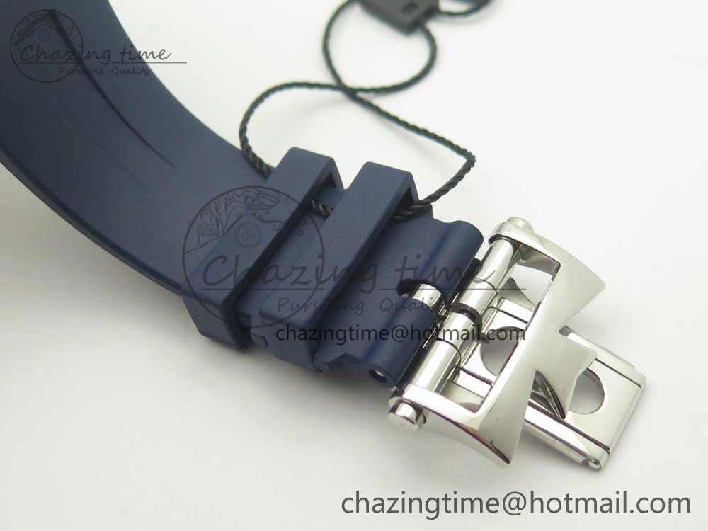 Attractive Overseas Dual Time Power Reserve TWA Best Edition Blue Dial on Blue Rubber Strap A 9947