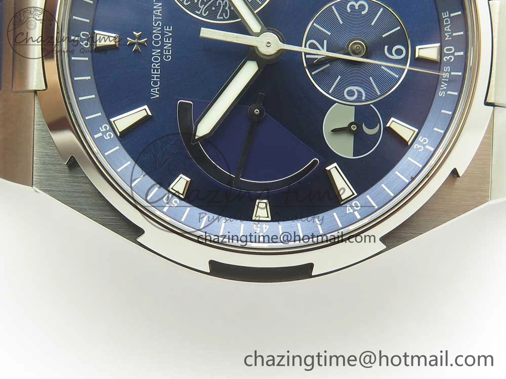 Attractive Overseas Dual Time Power Reserve TWA Best Edition Blue Dial on Blue Rubber Strap A 9947