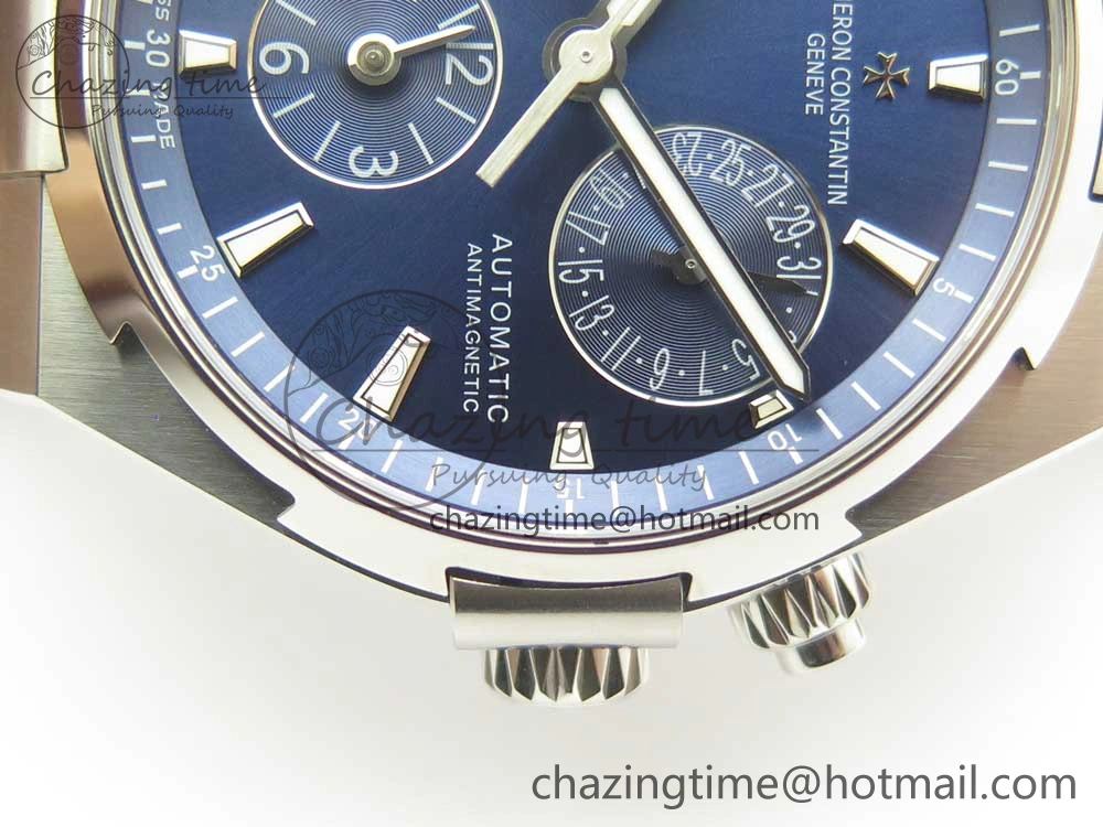 Attractive Overseas Dual Time Power Reserve TWA Best Edition Blue Dial on Blue Rubber Strap A 9947
