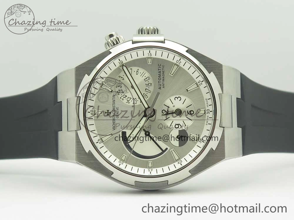 Overseas Dual Time Power Reserve TWA Best Edition Silver Dial on Black Rubber Strap A Packable 9945