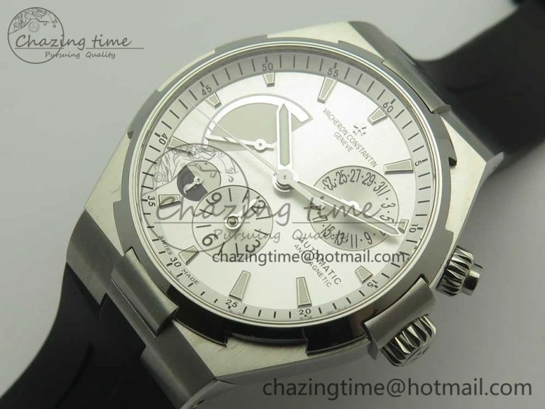 Overseas Dual Time Power Reserve TWA Best Edition Silver Dial on Black Rubber Strap A Packable 9945