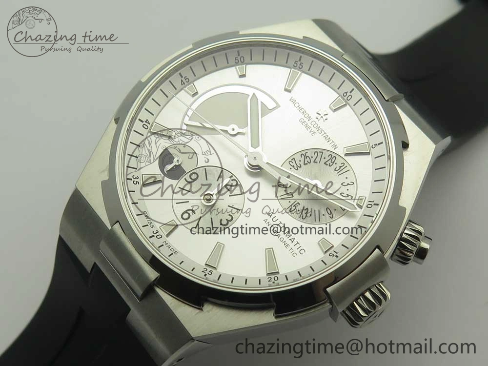 Overseas Dual Time Power Reserve TWA Best Edition Silver Dial on Black Rubber Strap A Packable 9945
