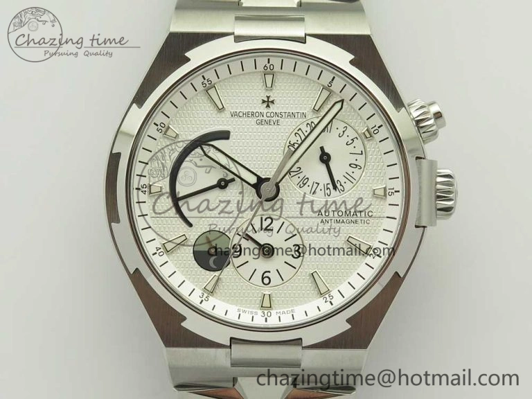 Fashionable Overseas Dual Time Power Reserve TWA Best Edition White Dial on SS Bracelet A 9943