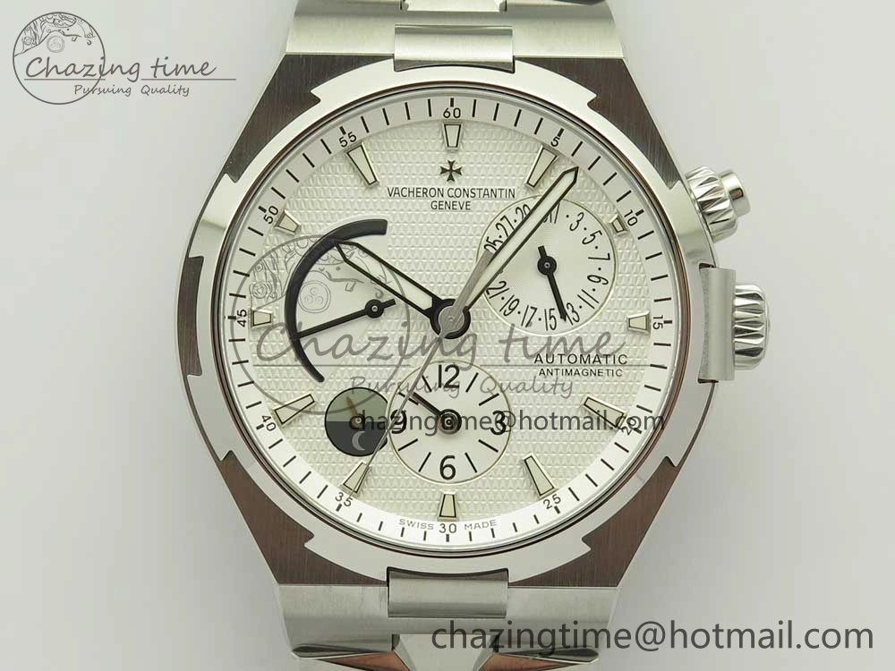 Fashionable Overseas Dual Time Power Reserve TWA Best Edition White Dial on SS Bracelet A 9943