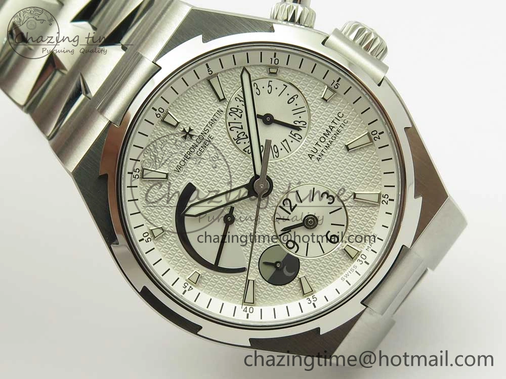 Fashionable Overseas Dual Time Power Reserve TWA Best Edition White Dial on SS Bracelet A 9943