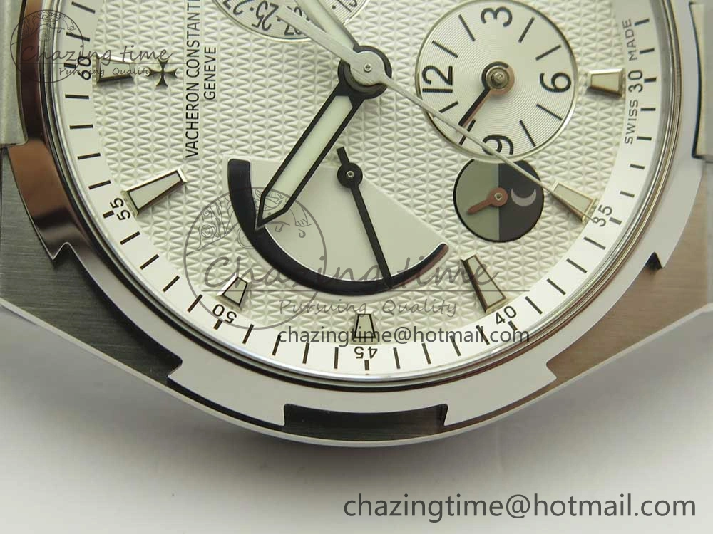 Fashionable Overseas Dual Time Power Reserve TWA Best Edition White Dial on SS Bracelet A 9943