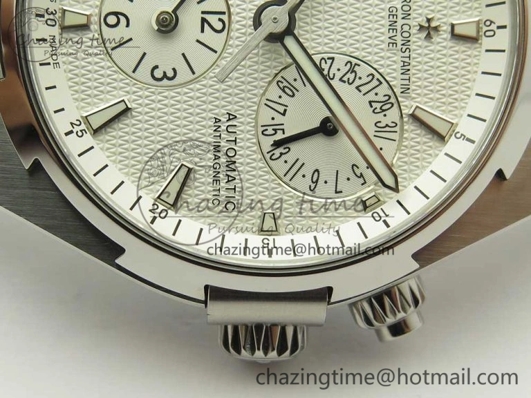 Fashionable Overseas Dual Time Power Reserve TWA Best Edition White Dial on SS Bracelet A 9943