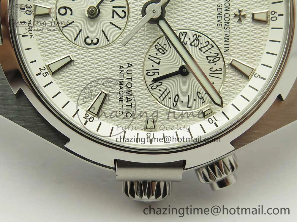 Fashionable Overseas Dual Time Power Reserve TWA Best Edition White Dial on SS Bracelet A 9943