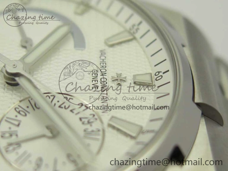 Fashionable Overseas Dual Time Power Reserve TWA Best Edition White Dial on SS Bracelet A 9943
