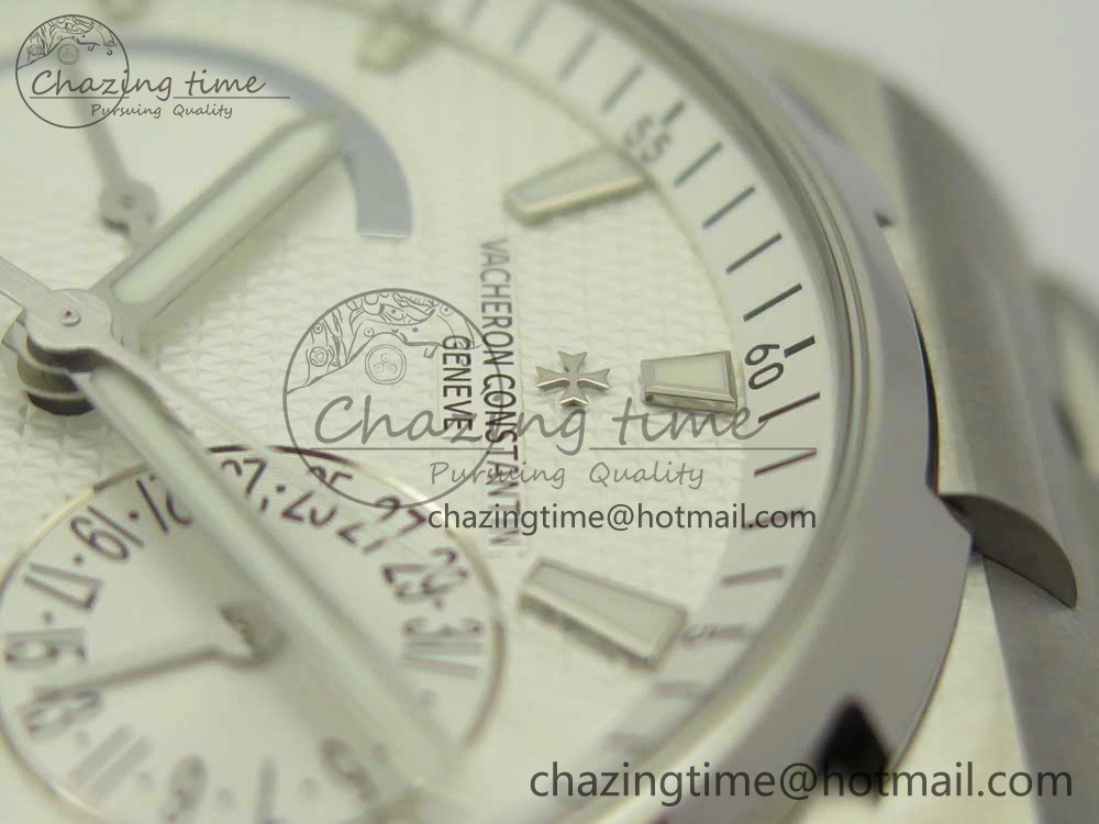 Fashionable Overseas Dual Time Power Reserve TWA Best Edition White Dial on SS Bracelet A 9943
