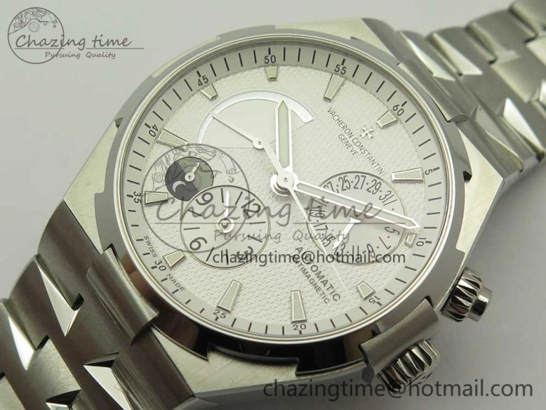 Fashionable Overseas Dual Time Power Reserve TWA Best Edition White Dial on SS Bracelet A 9943