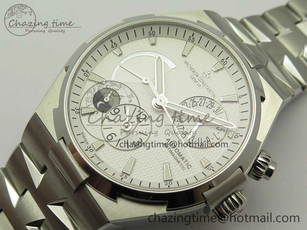 Fashionable Overseas Dual Time Power Reserve TWA Best Edition White Dial on SS Bracelet A 9943