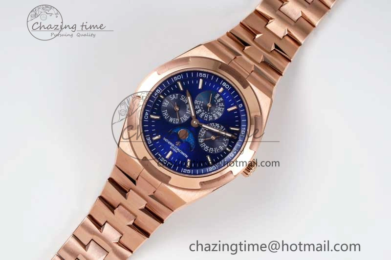 Overseas Perpetual Calendar RG 8F Best Edition Blue Dial on RG Bracelet A Breathable 9901