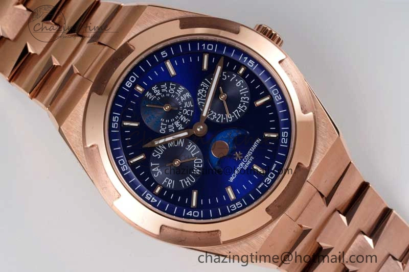 Overseas Perpetual Calendar RG 8F Best Edition Blue Dial on RG Bracelet A Breathable 9901