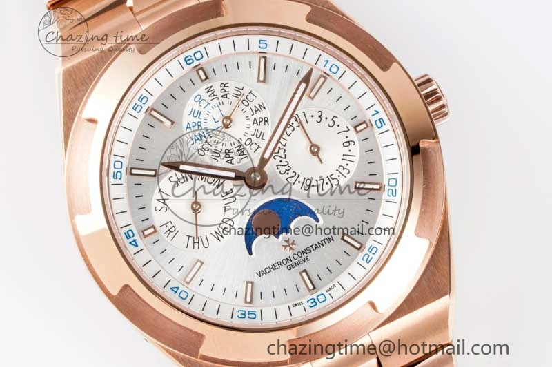 Packable Overseas Perpetual Calendar RG 8F Best Edition Silver Dial on RG Bracelet A 9899
