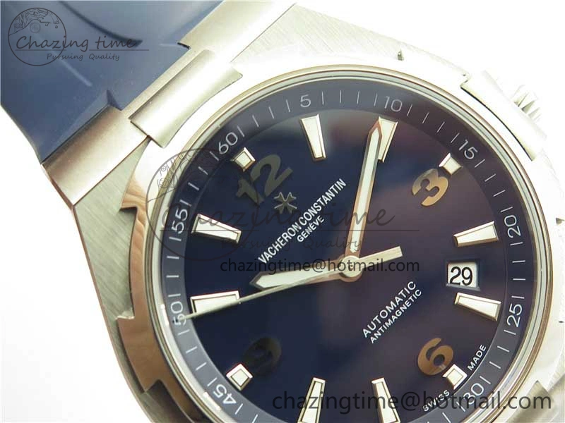 Timeless Overseas SS MKS 1:1 Best Edition Blue Dial on Blue Rubber Strap MIYOTA 9922