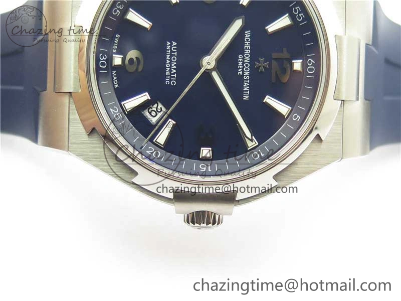 Timeless Overseas SS MKS 1:1 Best Edition Blue Dial on Blue Rubber Strap MIYOTA 9922
