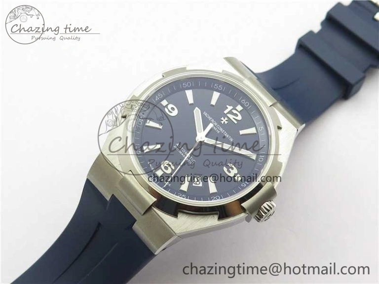 Timeless Overseas SS MKS 1:1 Best Edition Blue Dial on Blue Rubber Strap MIYOTA 9922