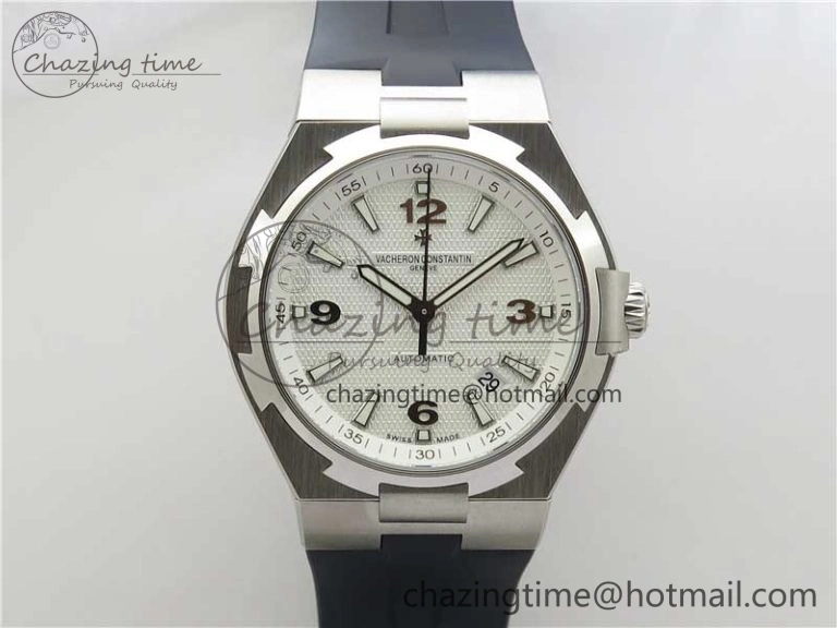 Overseas SS MKS 1:1 Best Edition White Dial on Black Rubber Strap MIYOTA WrinkleFree 9924