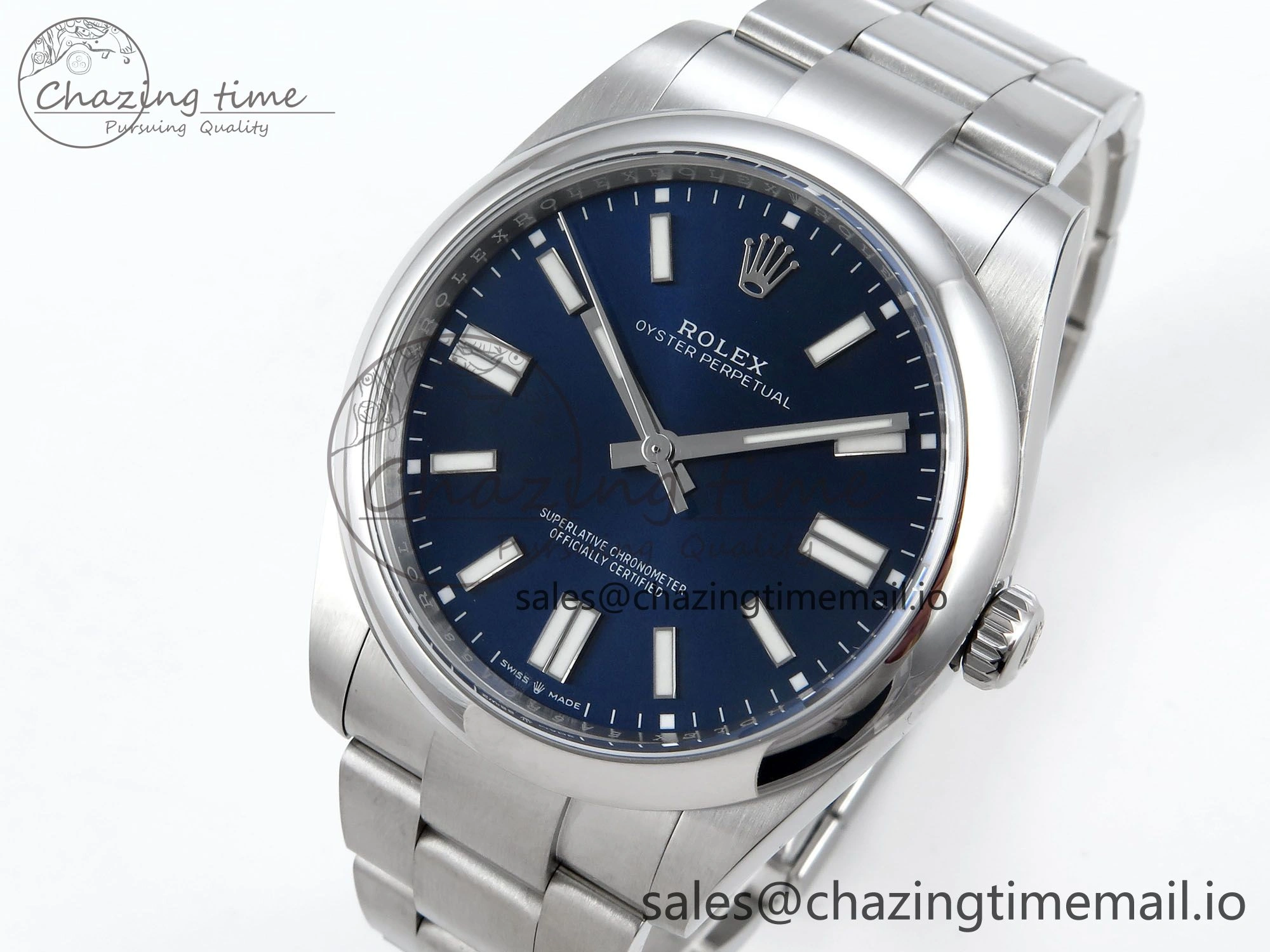 Tailored Oyster Perpetual 124300 41mm EWEF Best Edition 904L Steel Blue Dial A 766