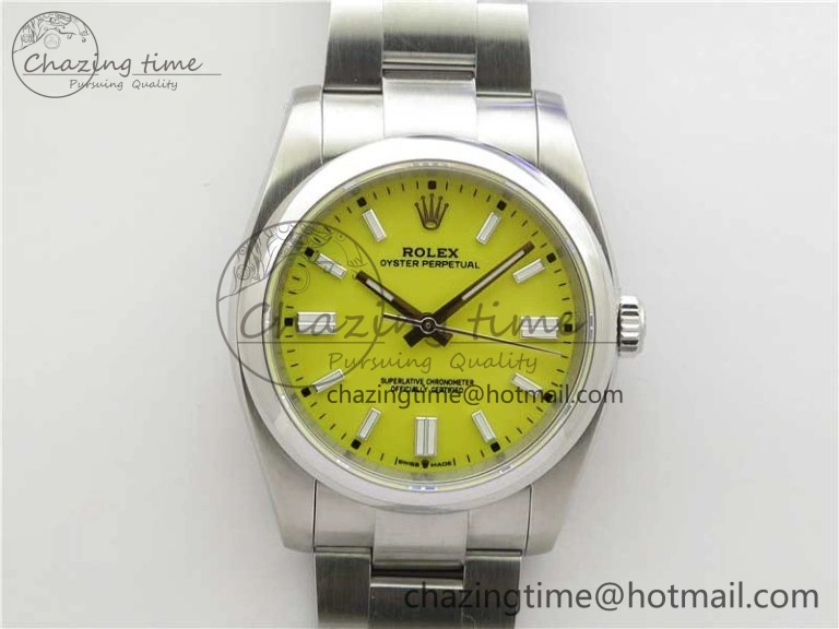 EasyMatch Oyster Perpetual 126000 36mm KRF 1:1 Best Edition 904L Steel Yellow Dial A 2729
