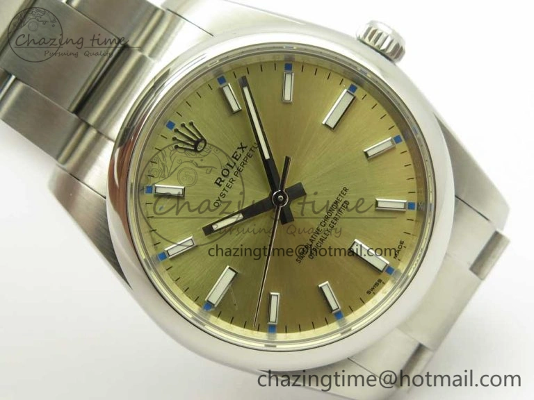 Oyster Perpetual 34mm 114200 UBF 1:1 Best Edition Gold Dial on SS Bracelet A Refined 10628
