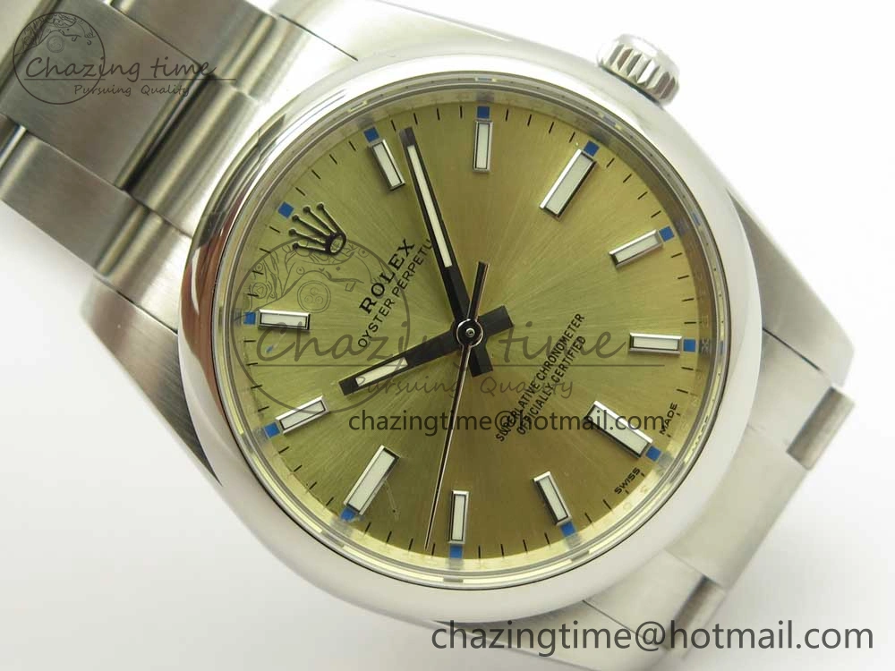 Oyster Perpetual 34mm 114200 UBF 1:1 Best Edition Gold Dial on SS Bracelet A Refined 10628