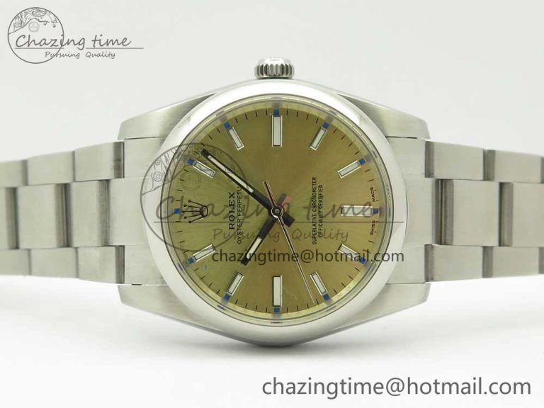 Oyster Perpetual 34mm 114200 UBF 1:1 Best Edition Gold Dial on SS Bracelet A Refined 10628