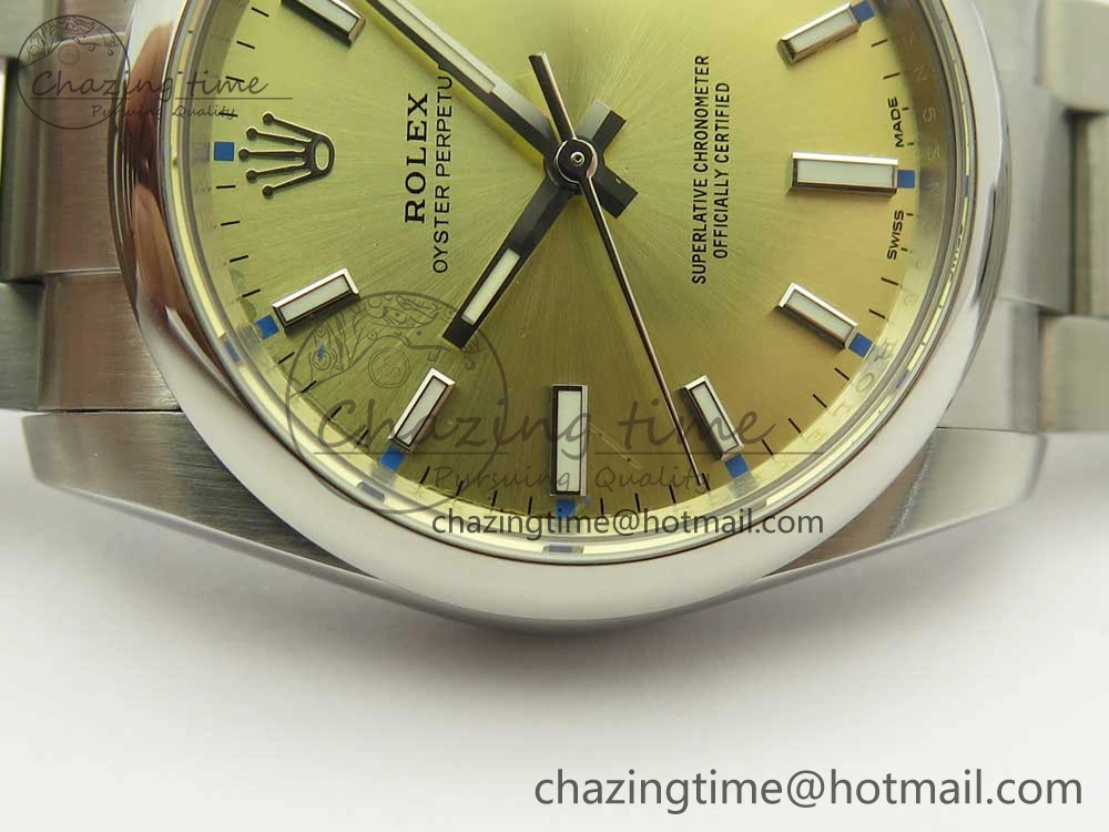 Oyster Perpetual 34mm 114200 UBF 1:1 Best Edition Gold Dial on SS Bracelet A Refined 10628