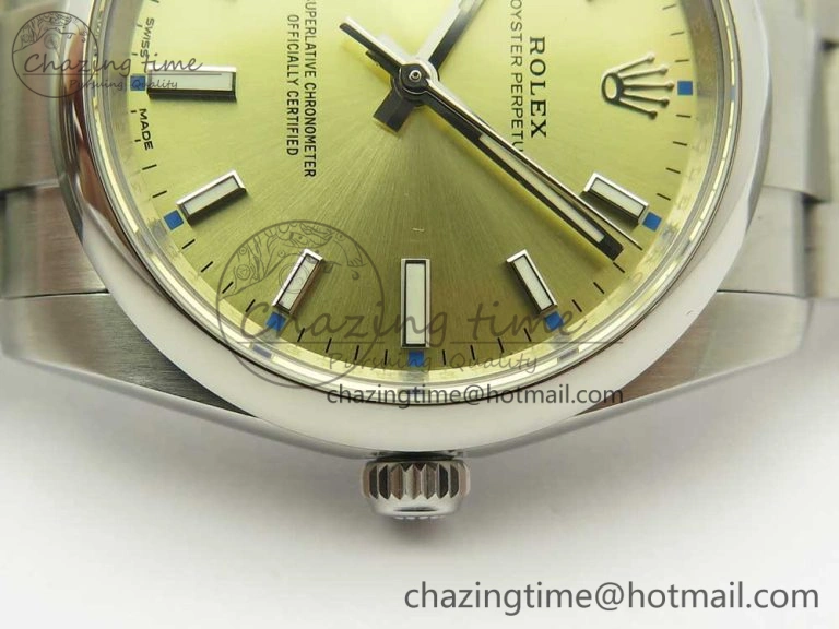 Oyster Perpetual 34mm 114200 UBF 1:1 Best Edition Gold Dial on SS Bracelet A Refined 10628