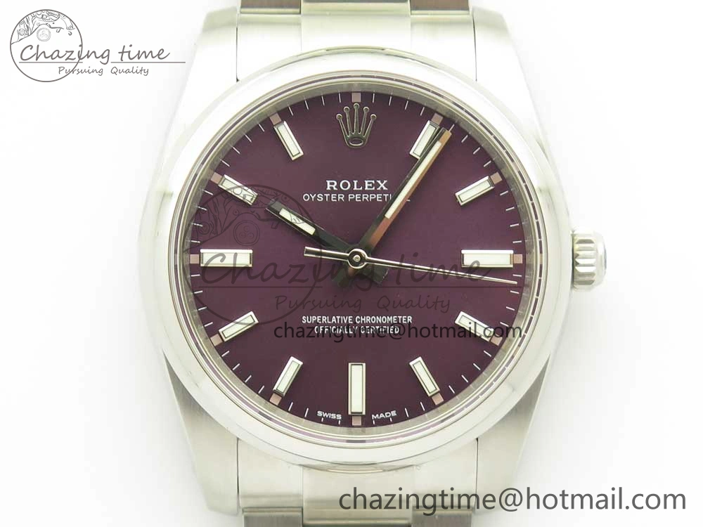 Oyster Perpetual 34mm 114200 UBF 1:1 Best Edition Grape Dial on SS Bracelet A GoodFit 3296