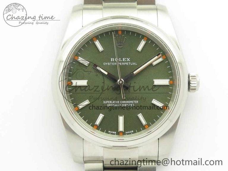 Oyster Perpetual 34mm 114200 UBF 1:1 Best Edition Green Dial on SS Bracelet A Casual 3297