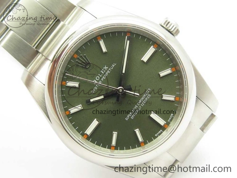Oyster Perpetual 34mm 114200 UBF 1:1 Best Edition Green Dial on SS Bracelet A Casual 3297