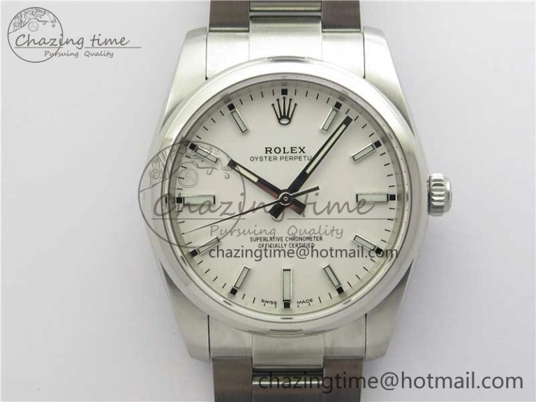 Classic Oyster Perpetual 34mm 114200 UBF Best Edition White Dial on SS Bracelet A 3143