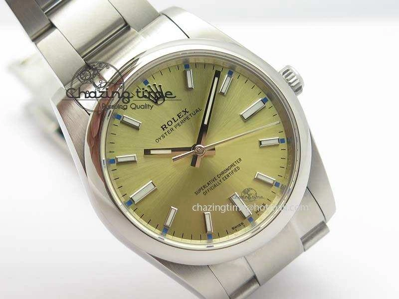WrinkleFree Oyster Perpetual 34mm Ladies 114300 1:1 Best Edition Champagne Dial On SS Bracelet A 3804