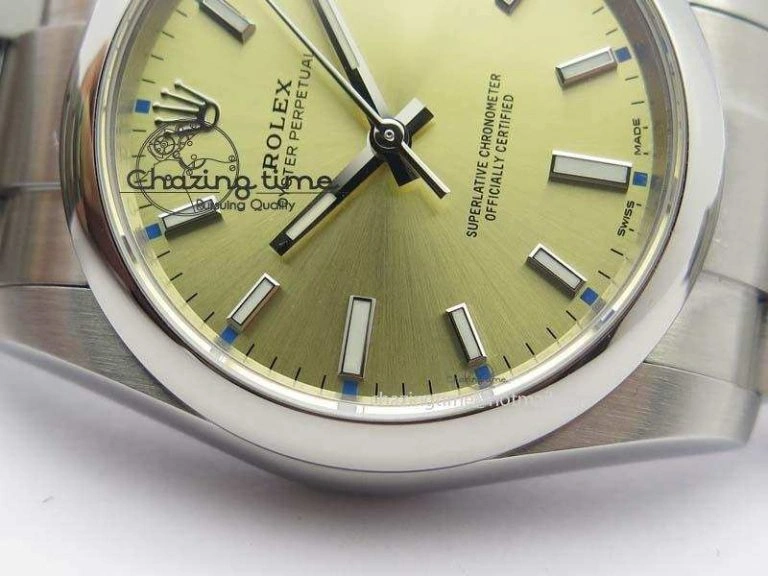WrinkleFree Oyster Perpetual 34mm Ladies 114300 1:1 Best Edition Champagne Dial On SS Bracelet A 3804