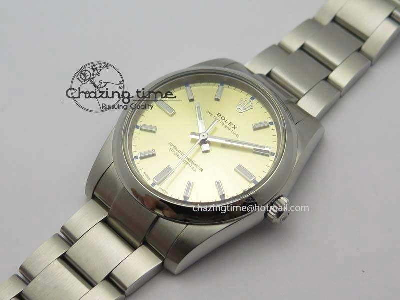 WrinkleFree Oyster Perpetual 34mm Ladies 114300 1:1 Best Edition Champagne Dial On SS Bracelet A 3804