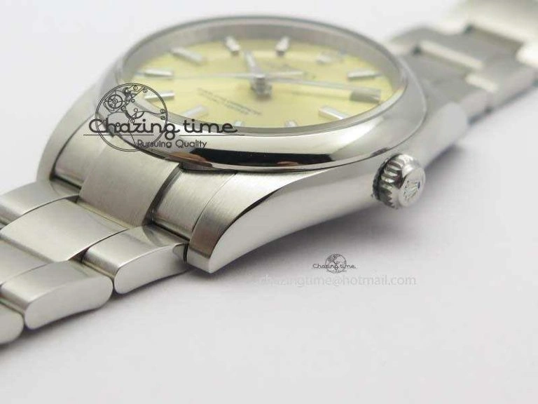 WrinkleFree Oyster Perpetual 34mm Ladies 114300 1:1 Best Edition Champagne Dial On SS Bracelet A 3804