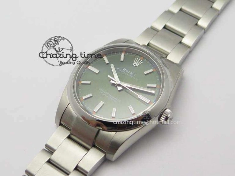 Durable Oyster Perpetual 34mm Ladies 114300 1:1 Best Edition Olive Green Dial On SS Bracelet A 3803