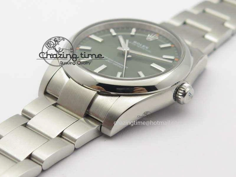 Durable Oyster Perpetual 34mm Ladies 114300 1:1 Best Edition Olive Green Dial On SS Bracelet A 3803