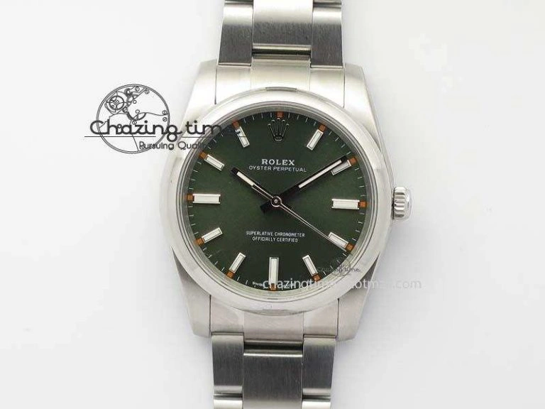 Oyster Perpetual 34mm Ladies 114300 1:1 Best Edition Olive Green Dial On SS Bracelet A Refined 10765