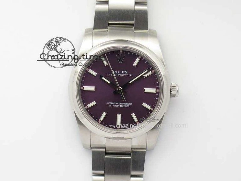 Oyster Perpetual 34mm Ladies 114300 1:1 Best Edition Red Grape Dial On SS Bracelet A Packable 10764
