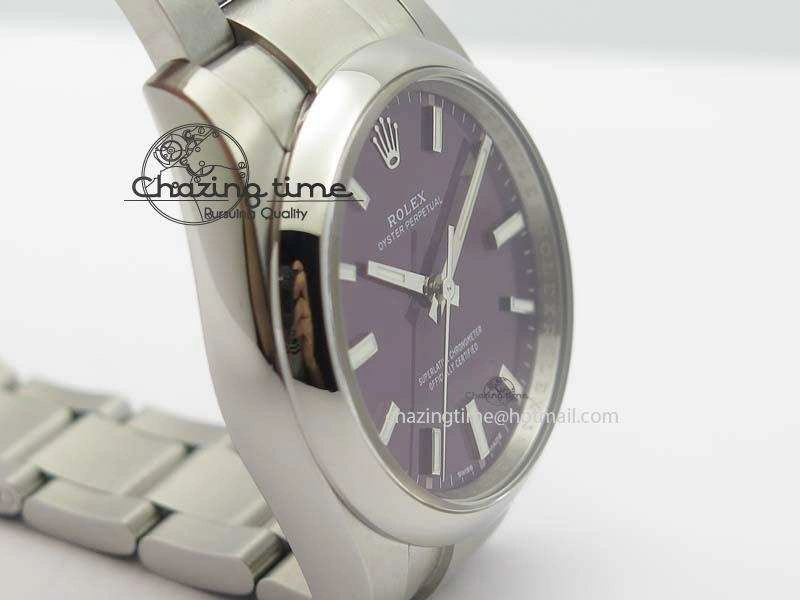 Oyster Perpetual 34mm Ladies 114300 1:1 Best Edition Red Grape Dial On SS Bracelet A Packable 10764