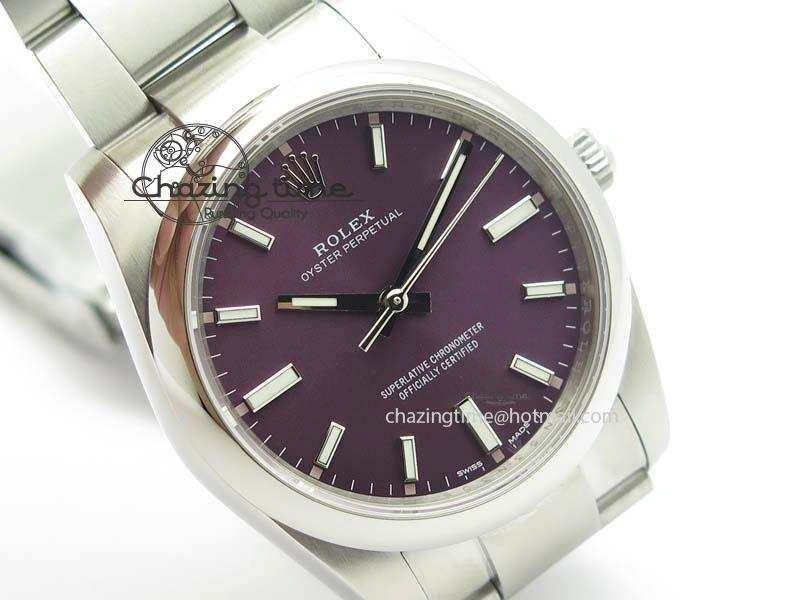 Oyster Perpetual 34mm Ladies 114300 1:1 Best Edition Red Grape Dial On SS Bracelet A Packable 10764