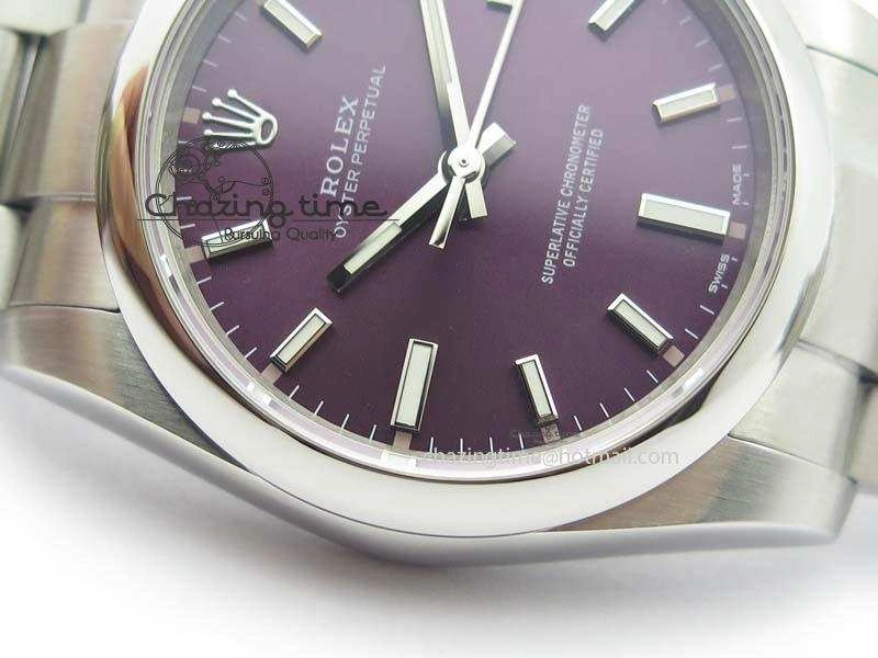 Oyster Perpetual 34mm Ladies 114300 1:1 Best Edition Red Grape Dial On SS Bracelet A Packable 10764