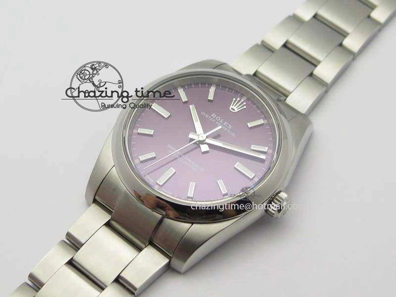 Oyster Perpetual 34mm Ladies 114300 1:1 Best Edition Red Grape Dial On SS Bracelet A Packable 10764